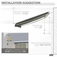 Outsunny 8' x 7' Retractable Awning, Patio Awnings, Sunshade Shelter with 280 g/m² UV & Water-Resistant Fabric and Aluminum Frame for Deck, Balcony, Yard, Grey(m-9)