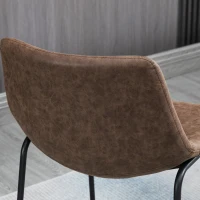 HOMCOM Counter Height Bar Stools Set of 2, Vintage PU Leather Bar Chairs, Kitchen Stools w/ Footrest for Home Bar, Brown(m-9)