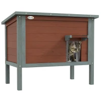 PawHut Outdoor Cat House, Wooden Feral Cat House w/ Removable Floor, Brown(m-11)