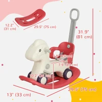 Qaba 4 in 1 Kids Rocking Horse w/ Detachable Balance Board & Push Handel, Red(m-3)
