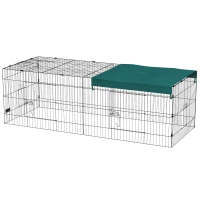PawHut 87" Small Animal Playpen with with Roof for Rabbits, Chicken, Chinchillas for Indoor/Outdoor Use, Green(m-1)