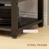 HOMCOM Industrial Kitchen Bakers Rack with Charging Station, RGB Lights, Glass Holders and Open Shelves, Gray(m-7)