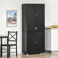HOMCOM 72" Kitchen Pantry Cabinet, Modern Kitchen Pantry Storage Cabinet with 4 Doors and 3 Adjustable Shelves, Black(m-8)
