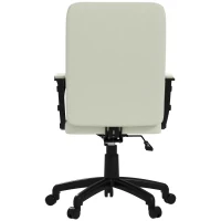 Vinsetto Mid Back Office Chair, Computer Chair for Desk, with Adjustable Height, Swivel Wheels, Arms, Cream White(m-9)