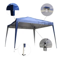 Outsunny 10' x 10' Easy Pop Up Canopy Gazebo Party Tent Shelter - Blue(m-4)