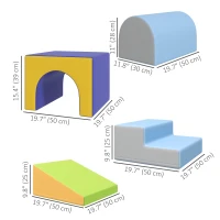 Qaba 4 Piece Foam Play Set for Toddlers and Children, Dark Colour(m-3)