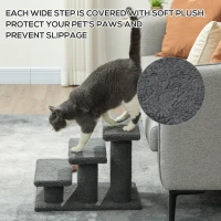 PawHut 3 Tier Pet Stairs Dog Cat Step Scratch Post Furniture,  Dark Grey(m-4)