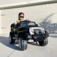 Aosom 12V Kids Electric Toy Car Jeep Power Wheels with Remote Control Black(m-1)