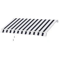 Outsunny 8' x 7' Retractable Awning, Patio Awnings, Sunshade Shelter with 280 g/m² UV & Water-Resistant Fabric and Aluminum Frame for Deck, Balcony, Yard, Blue and White(m-11)