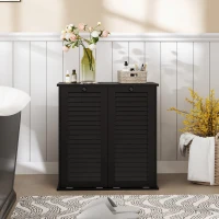 HOMCOM Tilt Out Laundry Cabinet, Laundry Basket Cabinet with 2 Baskets and 2 Louvered Doors, Black(m-7)
