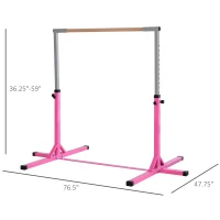 Soozier Gymnastics Bar for Kids, Adjustable Height Kip Bar for Home, Pink(m-3)