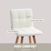 HOMCOM Modern Bar Stools Set of 2, 38" Upholstered Kitchen Island Stool with Solid Wood Legs, White(m-5)