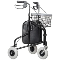 HOMCOM Upright Walker Up Rollator, Rolling Walker with Wheels, Storage Bag, Tray, Adjustable Handle Height, Black(m-11)