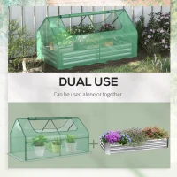 Outsunny Greenhouse with Raised Garden Bed, Steel Outdoor Planter Box with Plastic Cover, Roll Up Window, Dual Use for Flowers, Vegetables and Herbs, 73" x 37.5" x 36", Green(m-4)