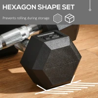 Soozier Hex Rubber Dumbbell Set for No Rolling(m-6)