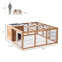 PawHut Rabbit Hutch, Waterproof Rabbit House for Small Animals, Natural(m-3)