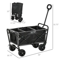 Outsunny Collapsible Wagon with Adjustable Handle, Heavy Duty Folding Garden Carts with All-Terrain Wheels, for Beach, Sports, Shopping, Camping, Groceries(m-3)
