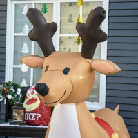 HOMCOM 6ft Christmas Inflatables Outdoor Decorations Reindeer, Blow-Up Yard Christmas Decor with LED Lights Display(m-9)