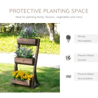 Outsunny 3-Tier Raised Garden Bed Vertical Freestanding Outdoor Wooden Flower Rack Flower Pot Stands(m-4)