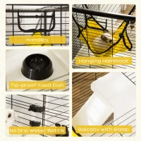 PawHut Small Animal Cage Habitat Indoor Pet Play House for Guinea Pigs Ferrets Chinchillas, With Accessories Hammock Water Bottle Balcony Ramp Food Dish, 31.5", Yellow(m-5)