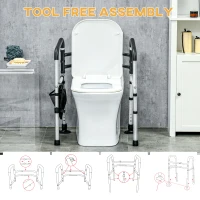 HOMCOM Toilet Safety Rails with Adjustable Height, Silver(m-7)
