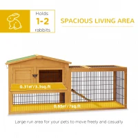 PawHut Wood Rabbit Hutch w/ Ramp, Openable Roof, Pull-out Tray, Yellow(m-4)