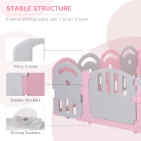 Qaba Baby Enclosure, 16 Panels Baby Playpen Baby Play Yard, Indoor & Outdoor Kids Activity Center, Pink(m-7)