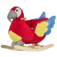 Qaba Kids Ride-On Rocking Horse Toy Parrot Style Rocker with Fun Music & Soft Plush Fabric for Children 18-36 Months(m-11)