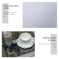 Outsunny 3 Pieces Outdoor Lounge Chair Set, 2 S-Shaped Lawn Chairs and a Glass Table for Patio, Yard, Light Grey(m-5)