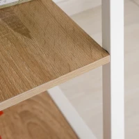 HOMCOM Folding Computer Desk with Storage Shelves, Study Writing Table Laptop Desk with 6 Wheels for Bedroom Home Office Workstation, Natural(m-7)