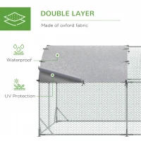 PawHut Large Metal Chicken Coop with Waterproof and Anti-UV Cover for Yard, Outdoor, Duck, Rabbit, 9.2' x 24.9' x 6.5'(m-4)