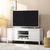 HOMCOM Modern TV Stand for TVs up to 55", TV Bench with Storage Cupboards and Shelves, 47.2" x 16.7" x 19.7", White(m-8)