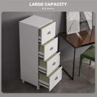 HOMCOM 4 Drawer File Cabinet with Lock, Office Filing Cabinet, A4 Letter Size, Hanging File Folders, White(m-5)