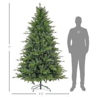 HOMCOM 7 Ft Artificial Christmas Tree with Foldable Metal Stand, Easy Assembly, Hinged Xmas Tree for Home Office Holiday(m-3)