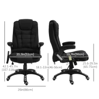 Vinsetto Reclining Massage Office Chair, Executive Office Chair with High Back, Swivel Wheels, Black(m-3)