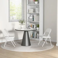 HOMCOM Set of 2 Metal Foldable Chairs, PU Leather Padded Folding Chairs with Cushion Seat and Open Back for Indoor, White(m-8)