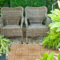 Outsunny 27 Pcs Wood Interlocking Deck Tiles, 12 x 12in Outdoor Flooring Tiles for Indoor and Outdoor Use, Tools Free Assembly, Brown(m-8)