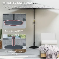 Outsunny Patio Umbrella Base, 26 lbs Concrete Heavy Duty Half Umbrella Stand, Patio Umbrella Holder for 1.5"/1.9" Umbrella Poles for Outdoor, Lawn, Poolside, Black(m-5)