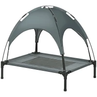 PawHut Elevated Dog Bed with Canopy, Portable Raised Dog Cot for M Sized Dogs, Indoor & Outdoor, 30" x 24" x 29", Grey(m-11)