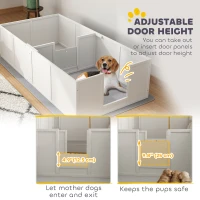 PawHut Whelping Box for Dogs w/ Adjustable, Removable Door, for Small Medium Dogs, 77" x 38", White(m-4)