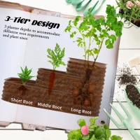 Outsunny 3-Tier Raised Garden Bed Set w/ Safety Edging, Open Bottom for Vegetables, Herbs, Flowers, 62.25" x 43" x 32.25", Brown(m-4)