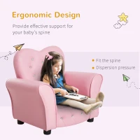 Qaba Kids Mini Princess Sofa Toddler Chair Children Upholstered Tufted Armchair Activity Couch Reclining Seat Boys Girls Furniture Pink(m-6)