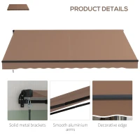 Outsunny 12' x 10' Retractable Awning, 280gsm UV Resistant Sunshade Shelter for Deck, Balcony, Yard, Coffee(m-8)