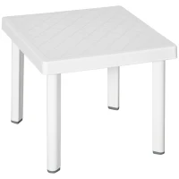 Outsunny Garden Side Table, Plastic Outdoor Square Coffee Table for Drink, Snack, White(m-2)