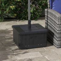 Outsunny 3-in-1 Outdoor Umbrella Base with Wheels and Handles, End Table, Flower Box Planter with Hole, 175 lbs. Capacity, Black(m-10)