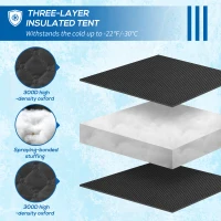 Outsunny 2 Person Insulated Ice Fishing Shelter Pop-Up Portable Ice Fishing Tent with Carry Bag and Anchors for Lowest Temps -22℉, Black(m-5)