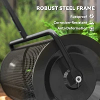 Outsunny 24 Inch Compost Spreader, Peat Moss Spreader with 24.4"/26.4" Height Adjustable Handle, Soil Spreader for Lawn, Black(m-7)