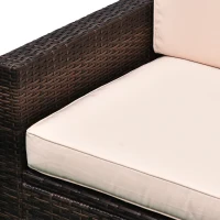 Outsunny 4 Piece Wicker Patio Furniture Set with Cushions, Outdoor Sectional Furniture with 2 Sofa, Loveseat, and Glass Top Coffee Table, Conversation Sofa Sets for Garden, Beige(m-8)