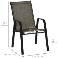 Outsunny Set of 4 Outdoor Dining Chairs, Heavy Duty Stackable Patio Dining Set with Armrests for Balcony Garden, Brown and Black(m-3)