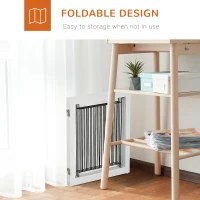 PawHut Freestanding Pet Gate, Folding Dog Gate with 2 Support Feet, 24" High, 3 Panels, for Small Dogs, Indoor Use - White(m-5)